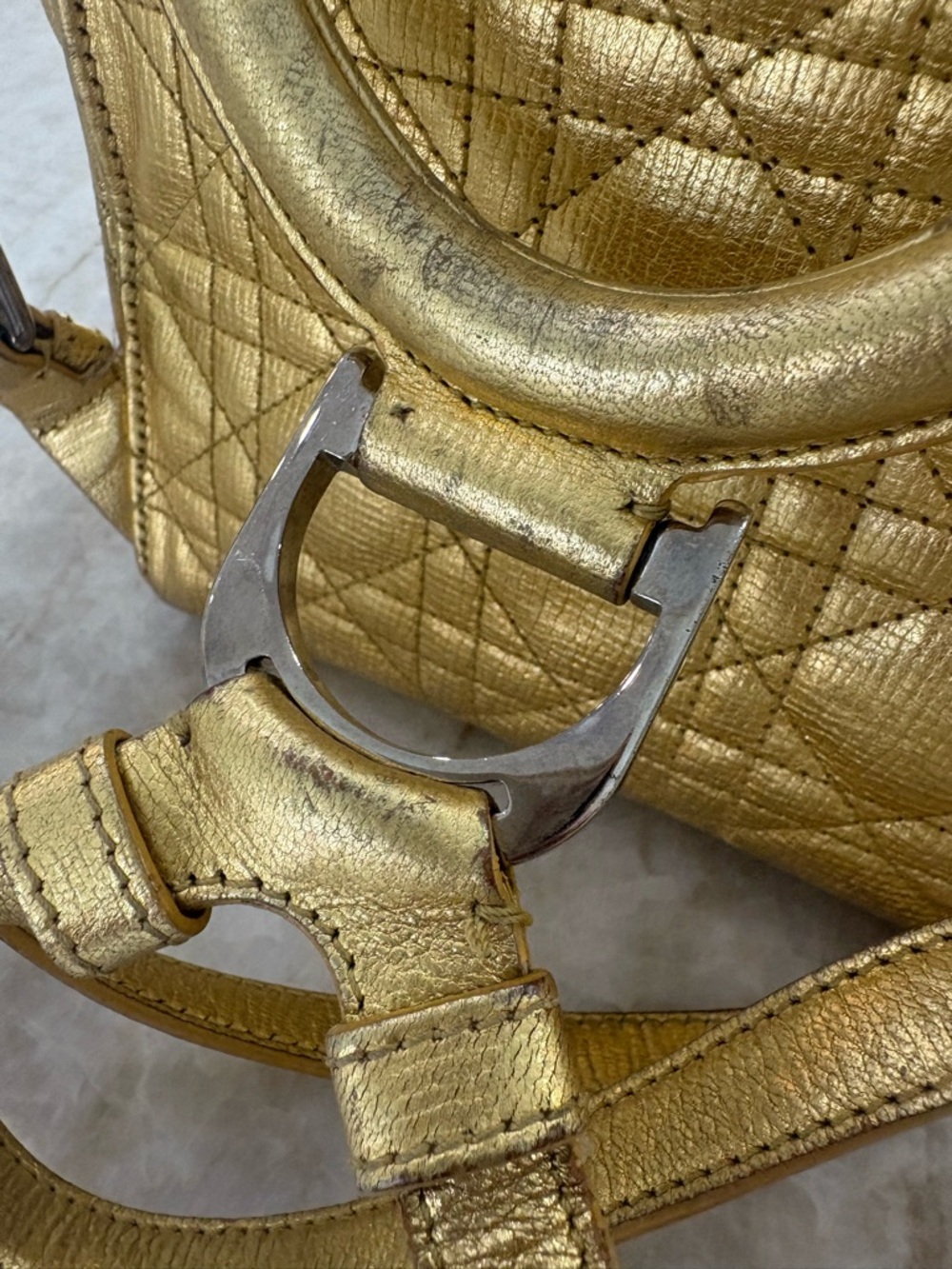 Dior Metallic Gold Quilted Bag - Picture 5 of 10